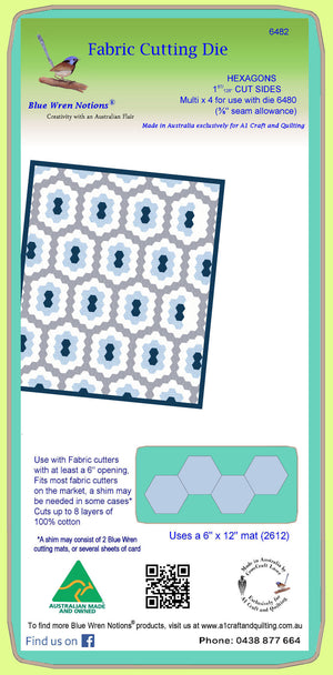 Hexagons for covering 1¼" cut paper pieces, 3/8” seam allowance -  6482 - includes cutting mat