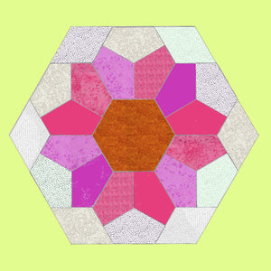 Hexagon Party.  EPP Hexagon, Crowns and 60° Diamonds, 2" finished sides - 6706 - Mat Included