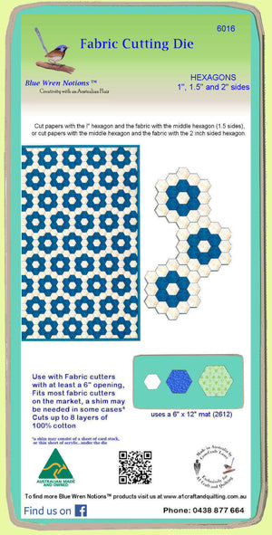 Hexagons 1", 1 1/2", 2" sides - Combo - 6016 - includes cutting mat
