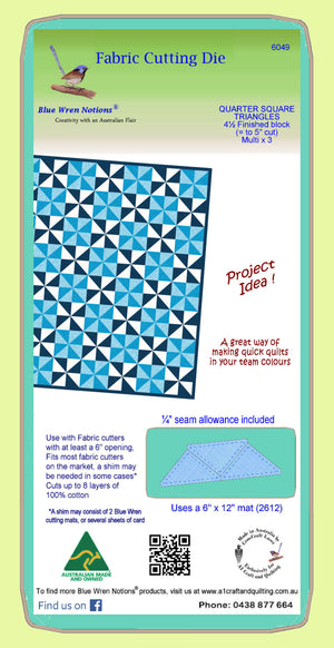 Triangles, Quarter Square, 4½" finished block - 6049 - Mat Included