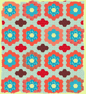 Hexagons 3/4" finished sides - 1/4"seam - Paper and Fabric shapes - 6343 - includes cutting mat