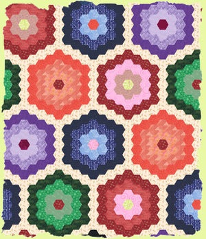 Hexagons, 1" finished sides - fabric cuts with ¼" seam allowance  6349 - includes cutting mat