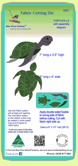 Turtles x 2 - 7" x 3½" & 4" x 5" - 6351 - Mat included