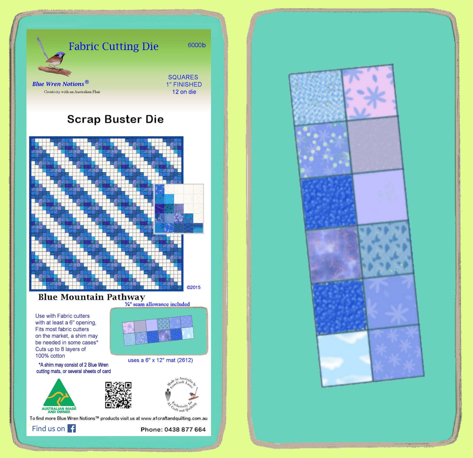 Squares 1½" cut, (1" finished), Multi x 12 - 6000b - includes cutting mat