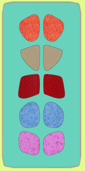 Pebbles 1½" to 2", 5 assorted, set x 2 - 6104 - Lid and Mat included