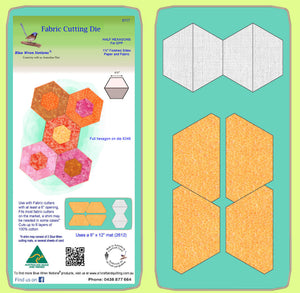 Half Hexagons 1½" finished sides, paper and fabric pieces, 3/8" seam allowance - 6117 - includes cutting mat