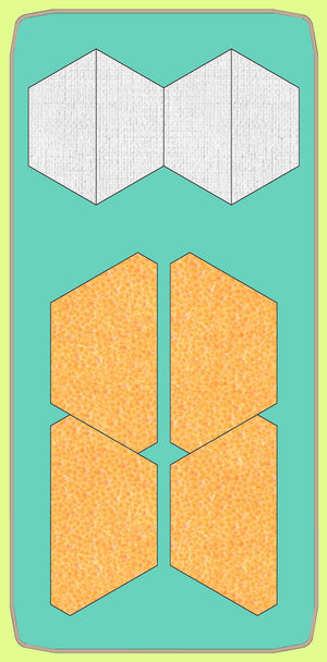 Half Hexagons 1½" finished sides, paper and fabric pieces, 3/8" seam allowance - 6117 - includes cutting mat