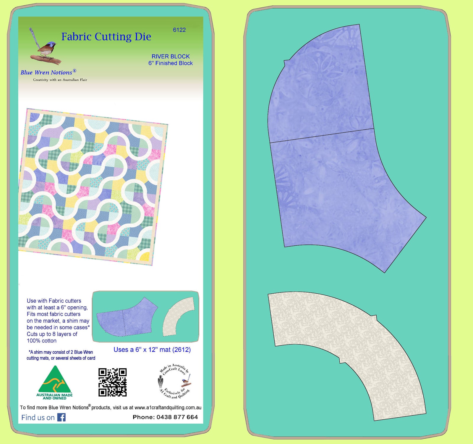 River Block  - 6122 - makes an 6" finished block - mat included