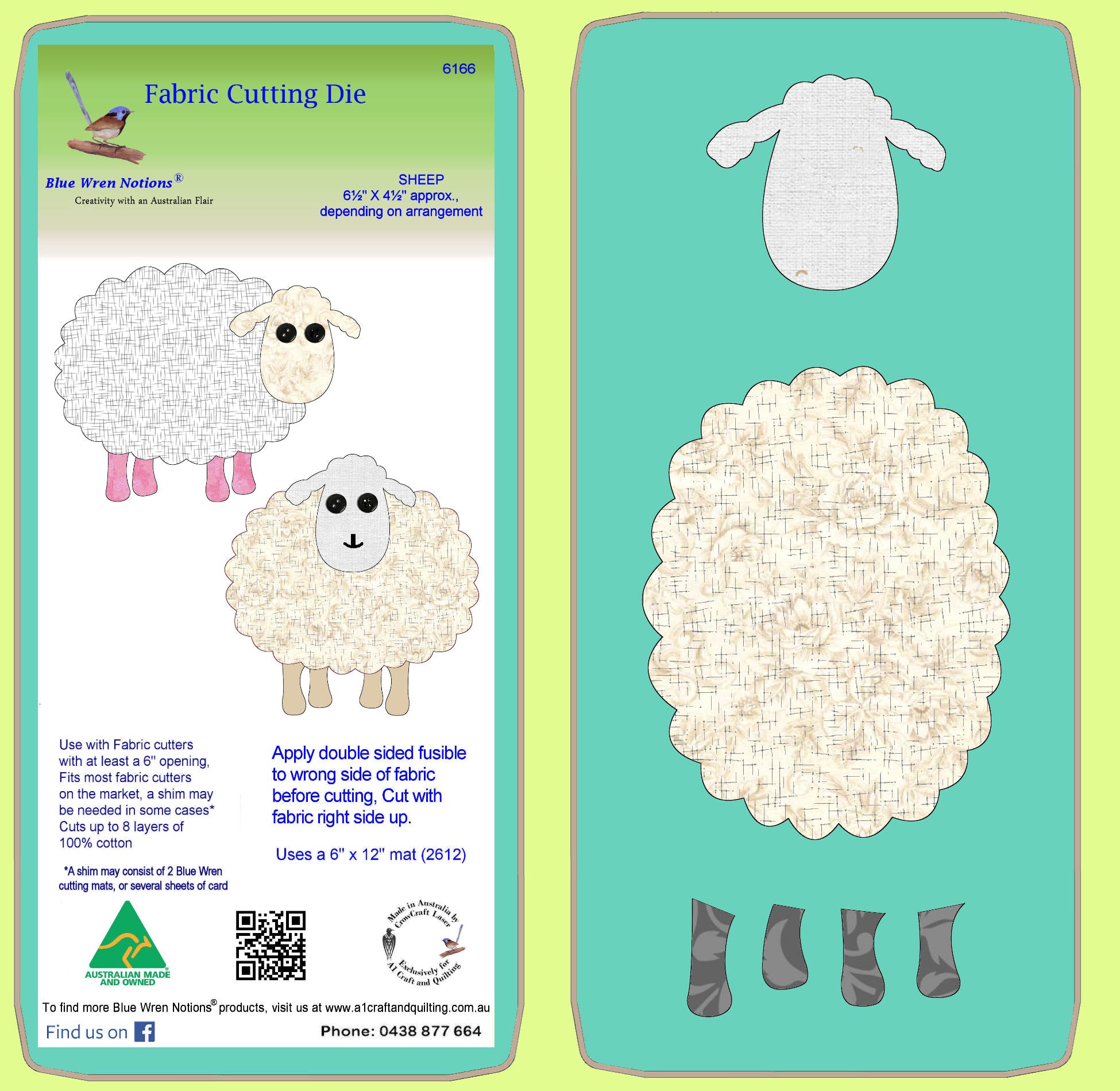 Sheep- Approx 6½" x 4½"- 6166 - Mat included