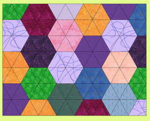 Triangles, Equilateral  2¼" finished - Multi x 6 (6233) Mat and clear lid included