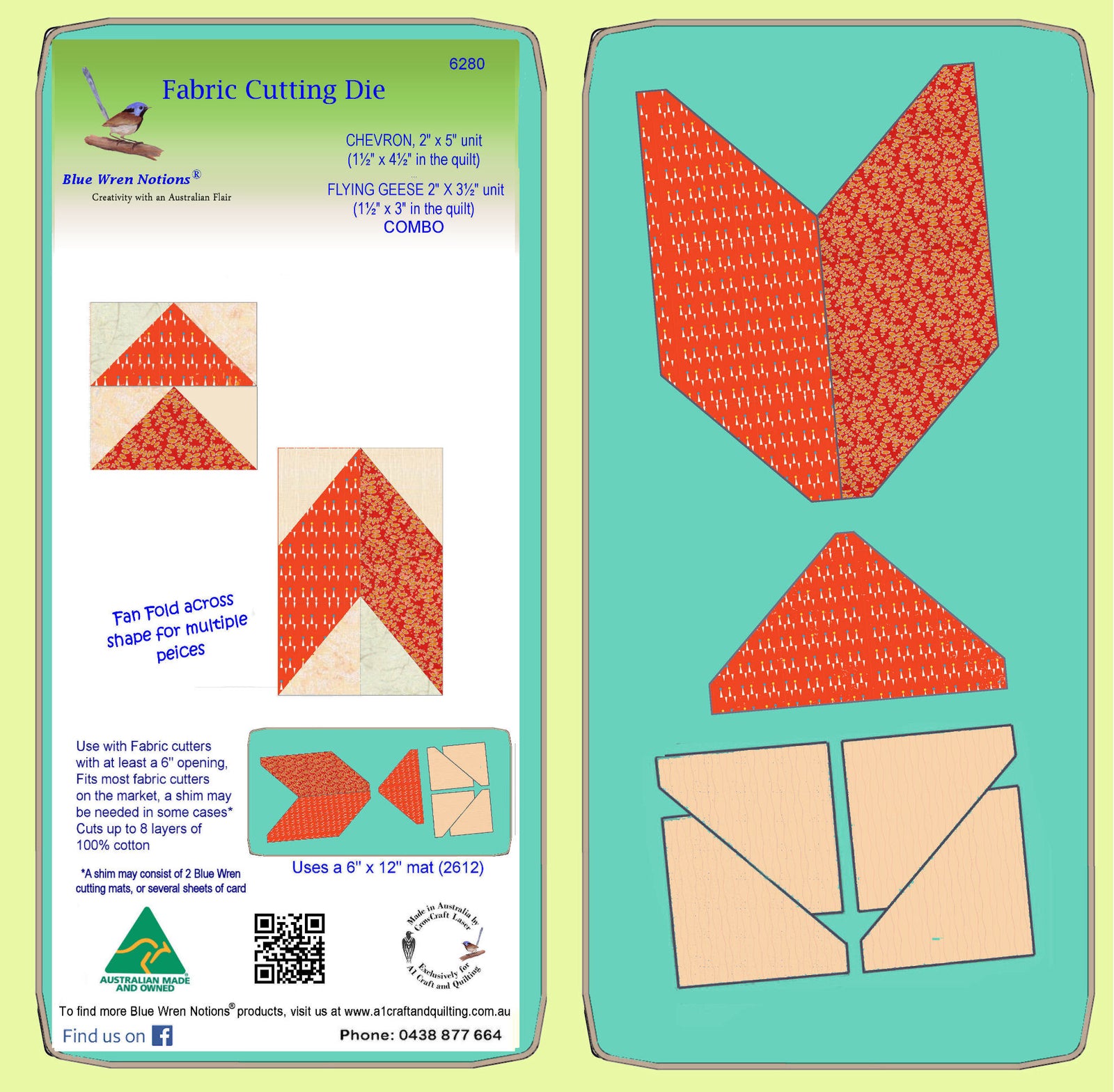 Chevron 2" x 5" unit & Flying Geese 2 x 3½" unit - 6280 - mat included