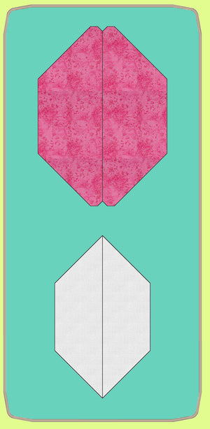 Hexagons, Half, 2" finished sides, elongated 45°,  ¼" seam allowance - 6497 - includes cutting mat