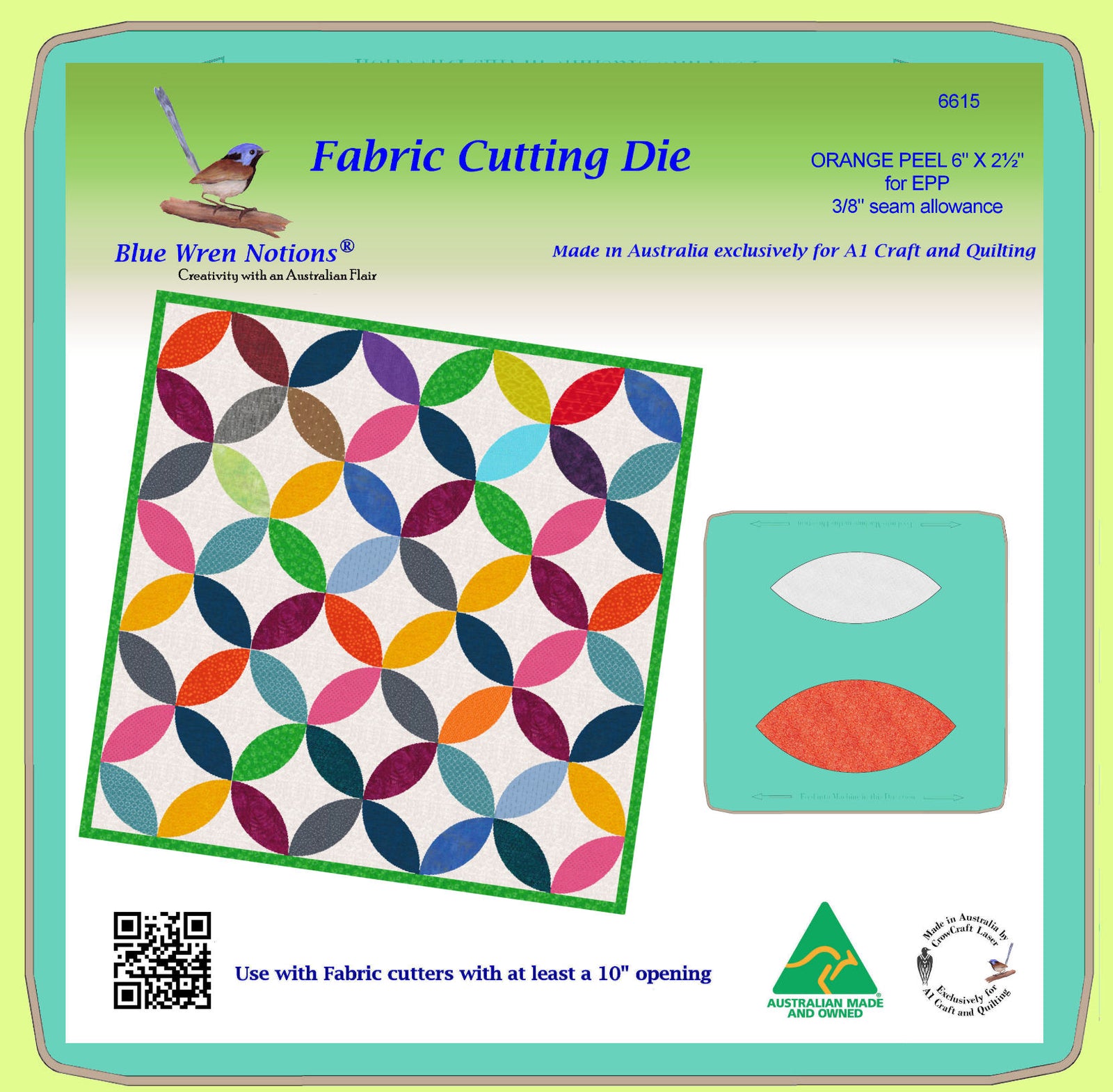 Orange peel 6" x 2½" for EPP, 3/8" seam allowance - Mat Included