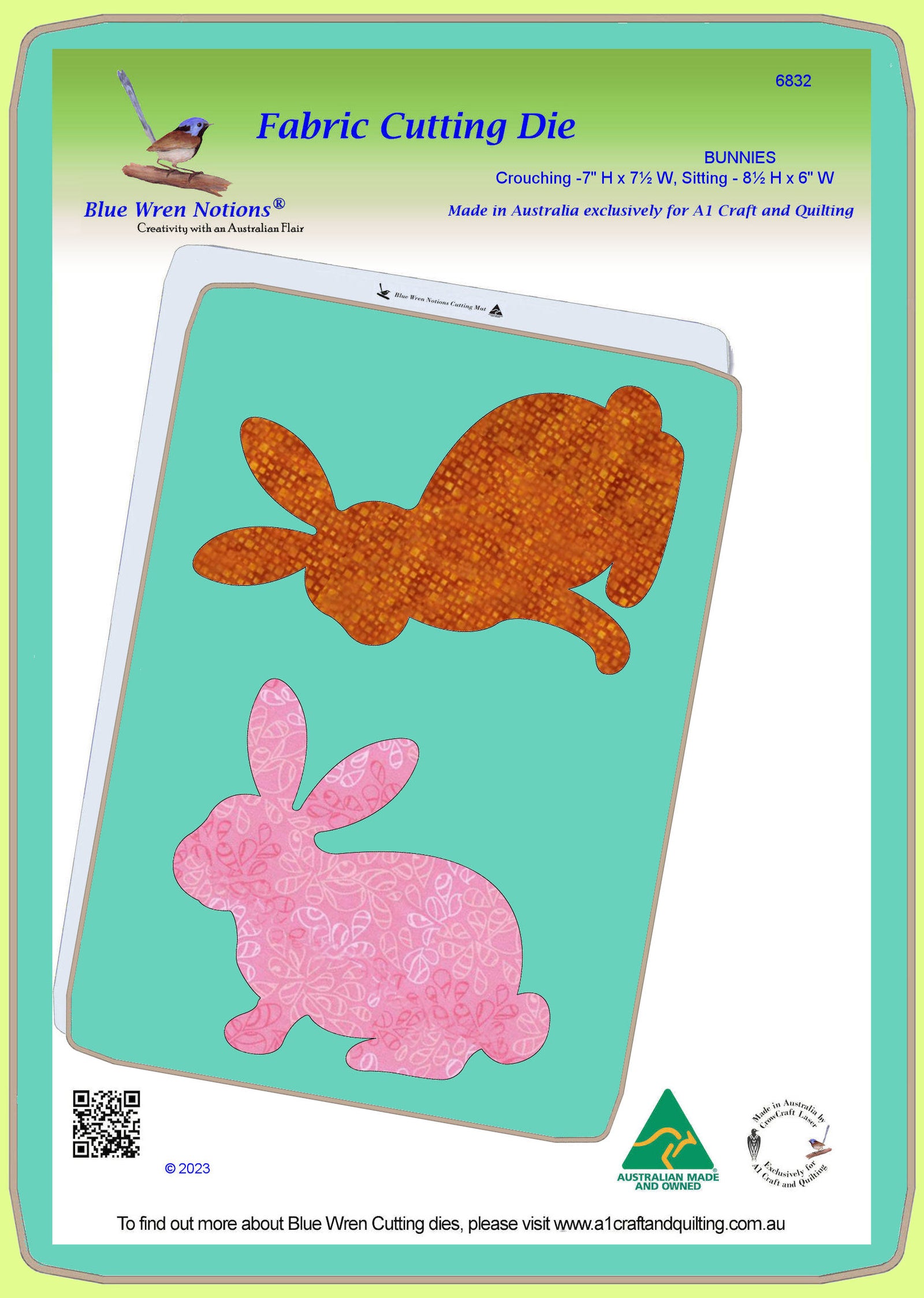 Bunnies - Crouching 7"H x 7.5"W, sitting 8.5"H x 6"W - Mat included