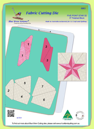 Five Point Star 3D - 8" Finished Block - 6863- mat included