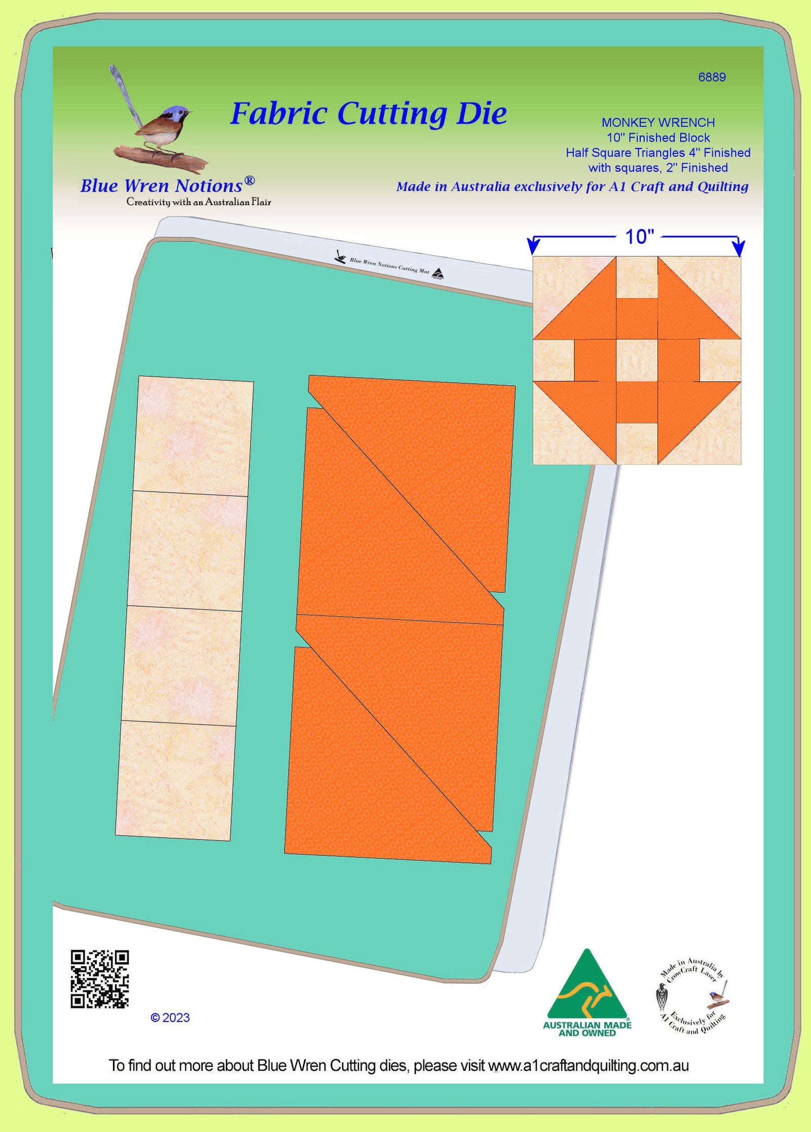 Monkey Wrench, 10" Finished Block- 6889 - Mat (2015) included.