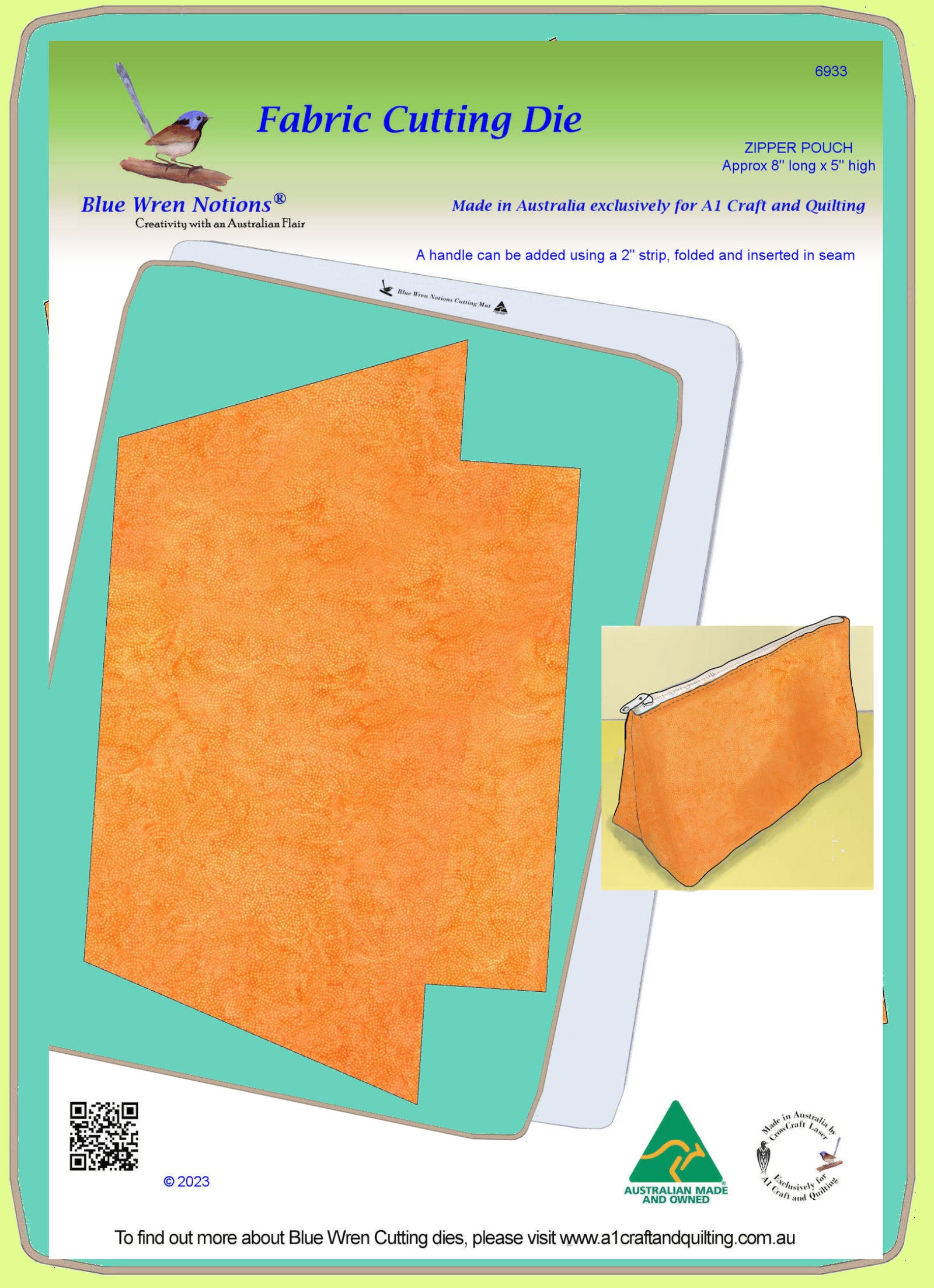 Zipper Pouch - Approx 8"L x 5"H - 6933 - Mat included