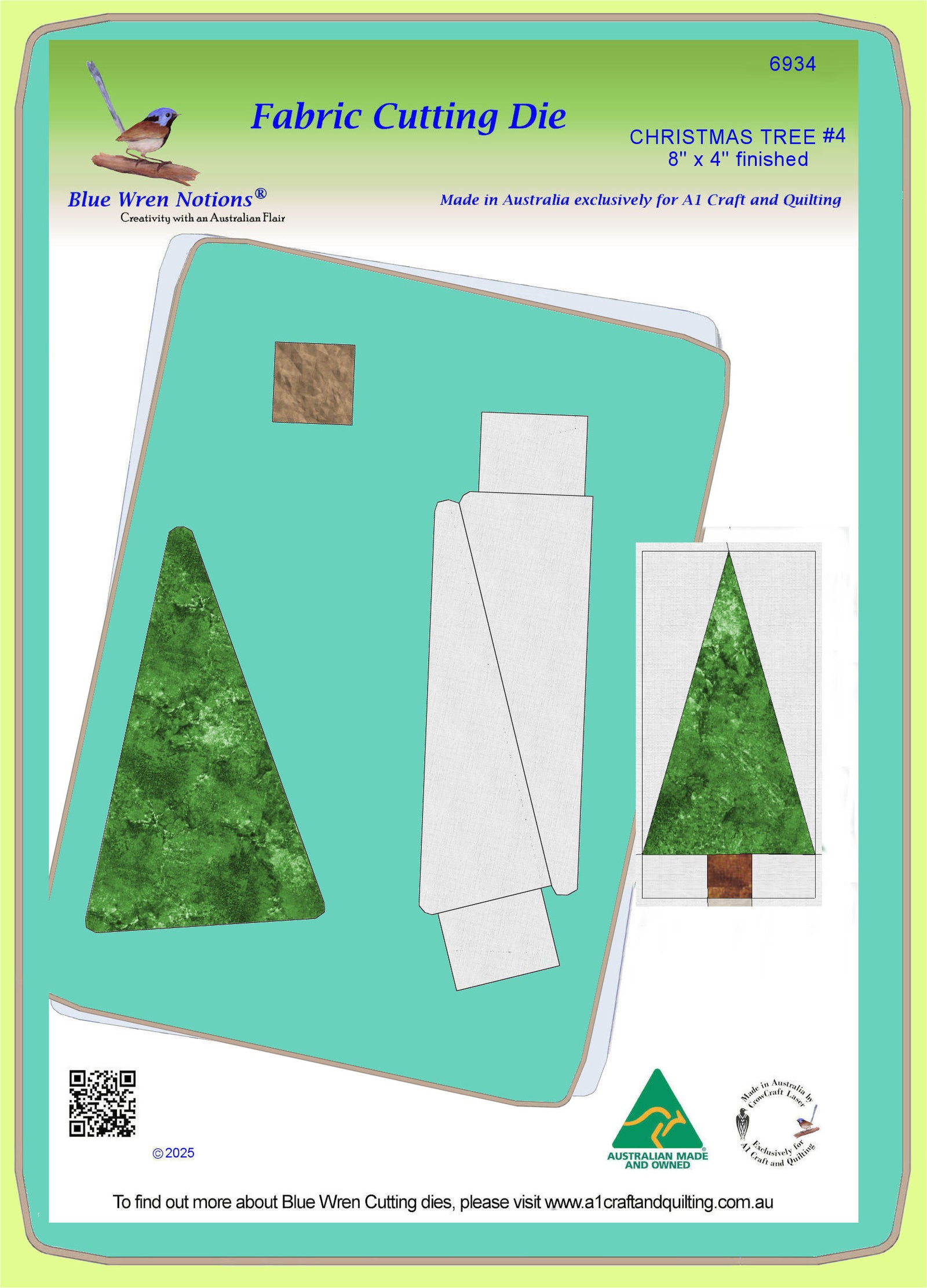 Christmas Tree #4 - 6934 - 4"wide x 8"high block finished - mat included