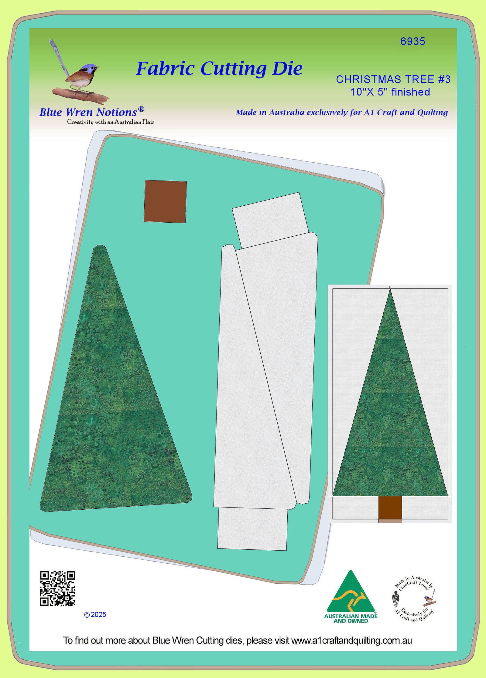 Christmas Tree #3 - 6935 - 5"wide x 10"high block finished - mat included