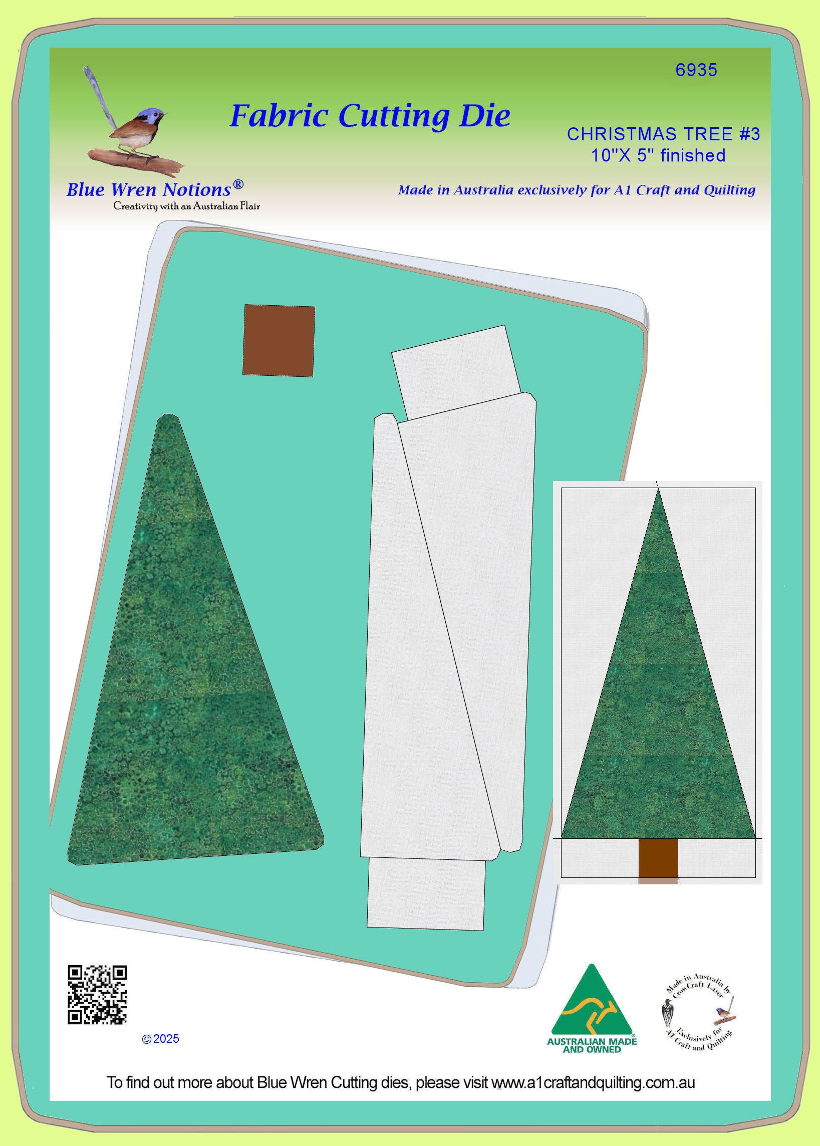 Christmas Tree #3 - 6935 - 5"wide x 10"high block finished - mat included