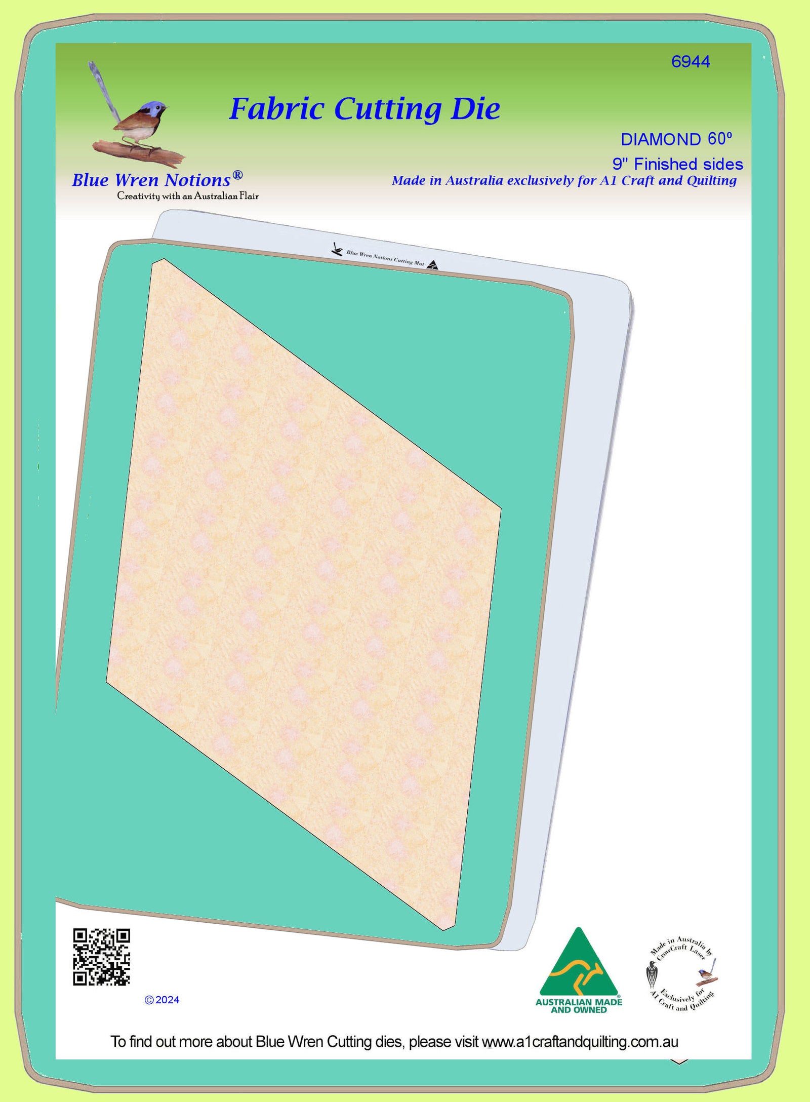 Diamond 60°,  9" finished sides  - 6944 - mat included