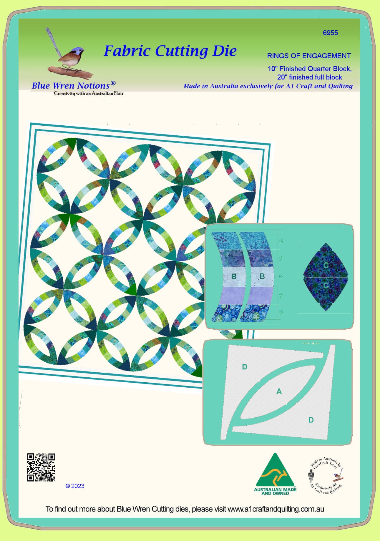 Rings of Engagement - 2 die set - 10" finished block - (20" full circle block)  6955 (A and B) - 2 mats included