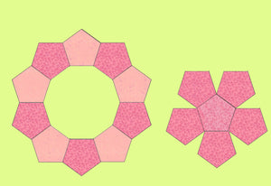 Pentagons and Jewels, 1½” finished sides for EPP, with 3/8" seam allowance- Mat Included