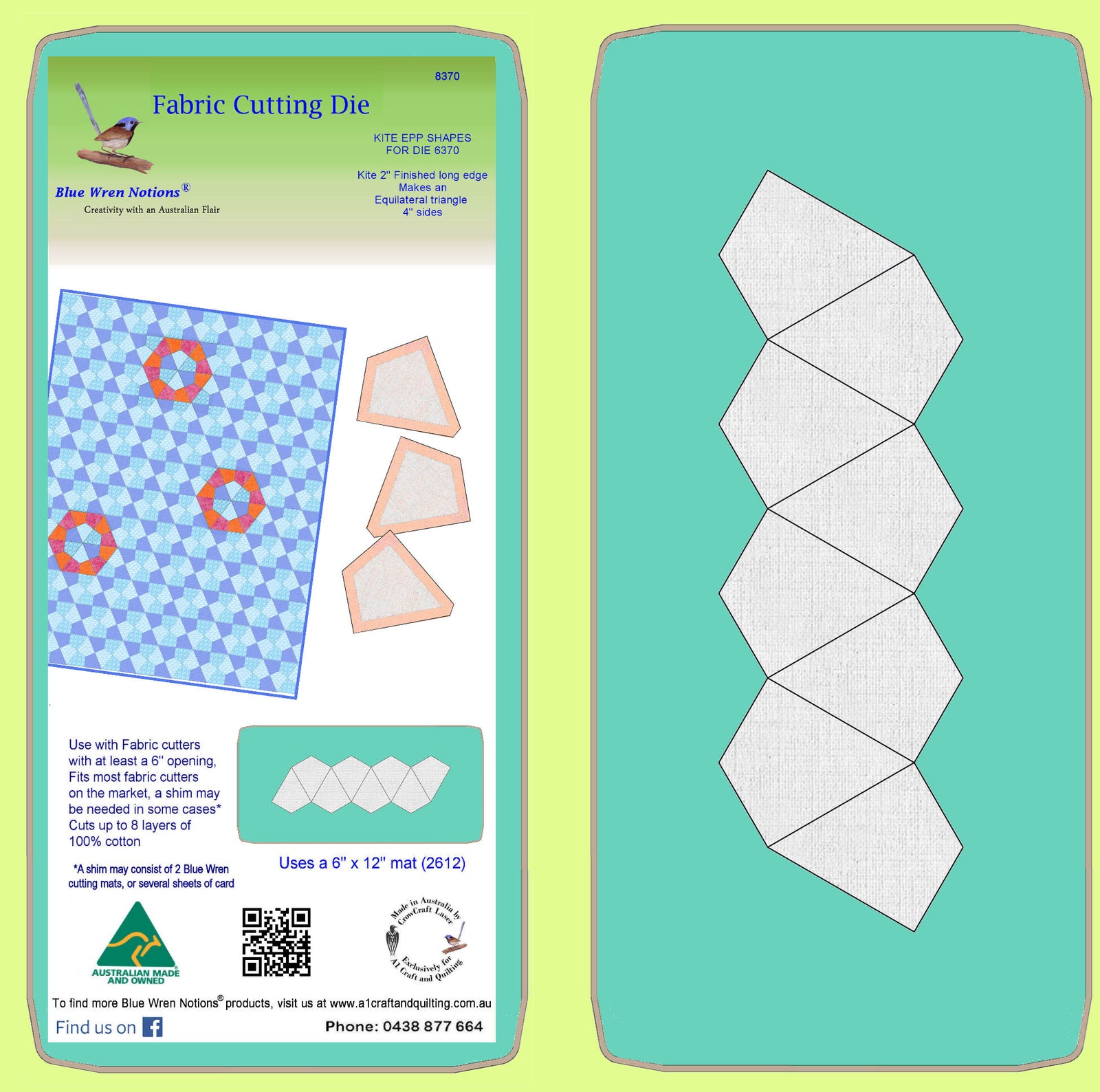 Kite EPP papers ¼" seam for die 6370 (kites with 2" fin sides)- 8370 mat included