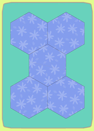 Hexagons, 2" Finished with 3/8" seam allowance - Multi x 5 - mat included 9015