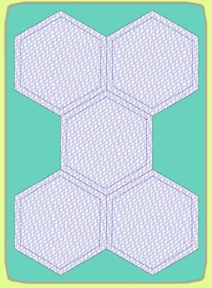 Hexagons, 2½" finished with ¼" seam allowance, Multi x 5 - mat included 9016