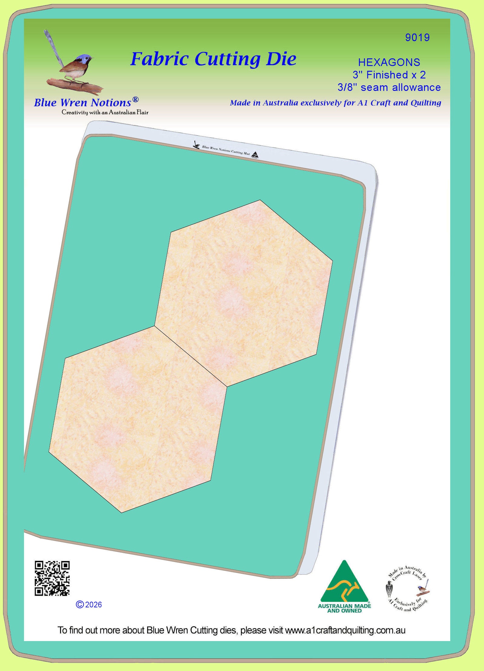 Hexagons, 3" Finished with 3/8" seam allowance - Multi x 2 - mat included 9019