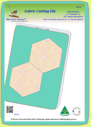 Hexagons, 3" Finished with 3/8" seam allowance - Multi x 2 - mat included 9019
