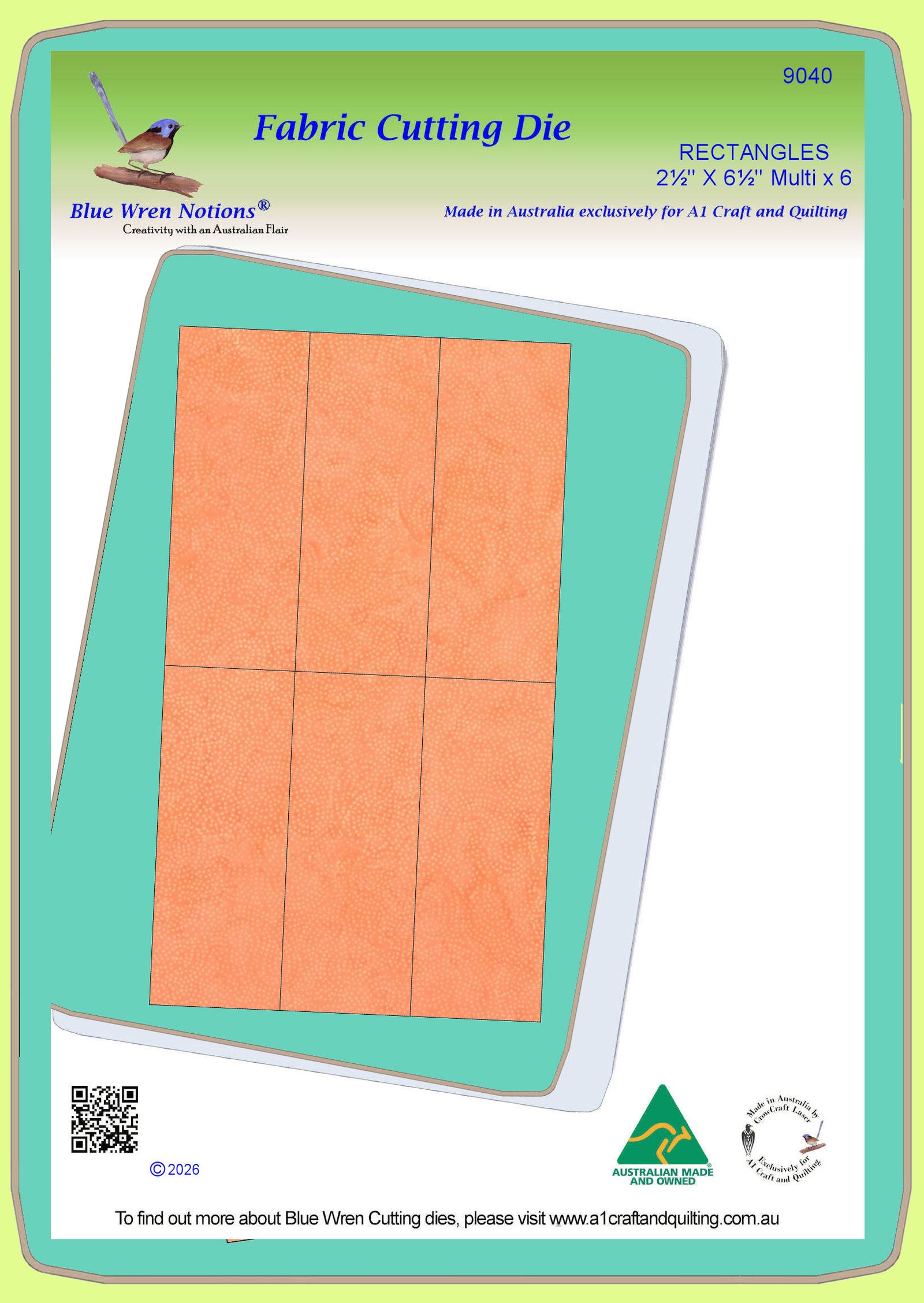 Rectangles, 2½" x 6½" cut Multi x 6 - 9040, - mat included