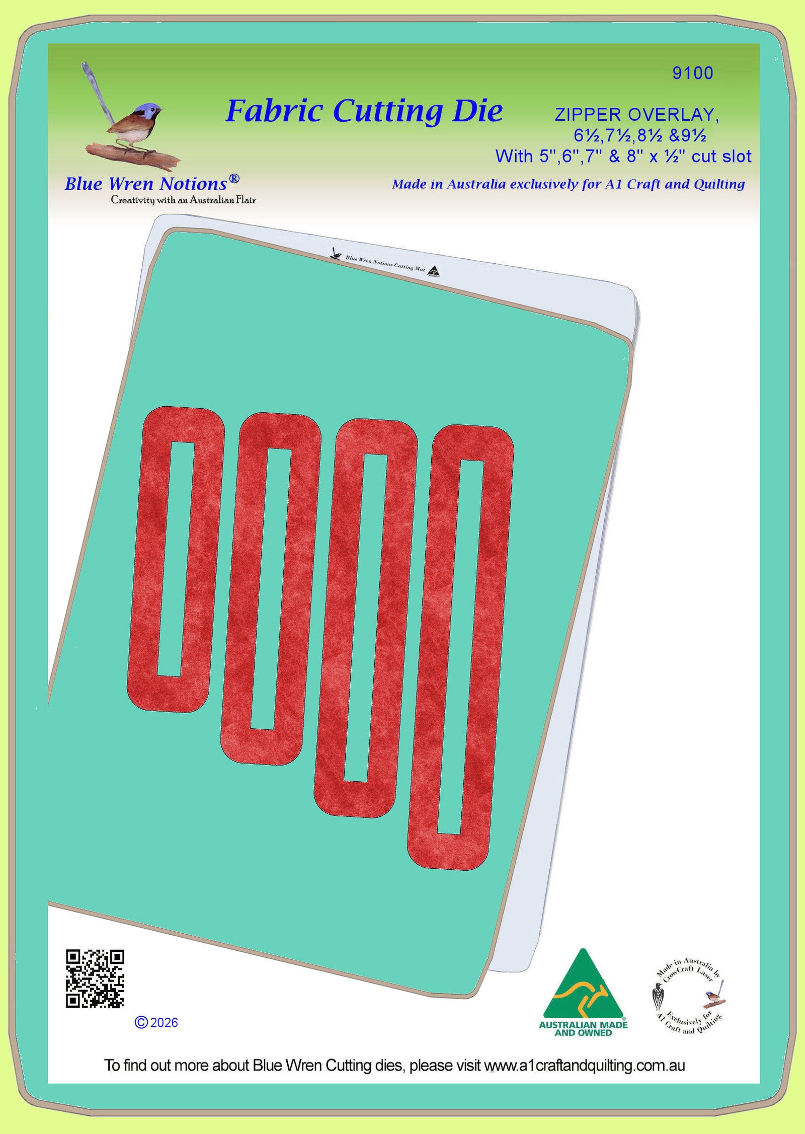 Zipper Overlay 6½", 7½", 8½" & 9½" wth 5",6",7" & 8" x ½" cut slot