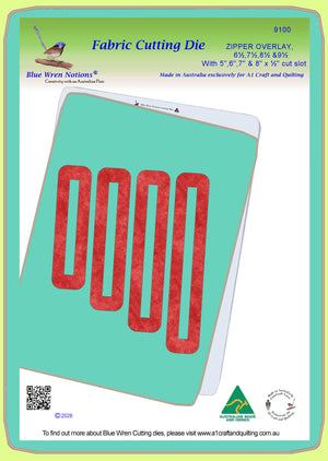 Zipper Overlay 6½", 7½", 8½" & 9½" wth 5",6",7" & 8" x ½" cut slot