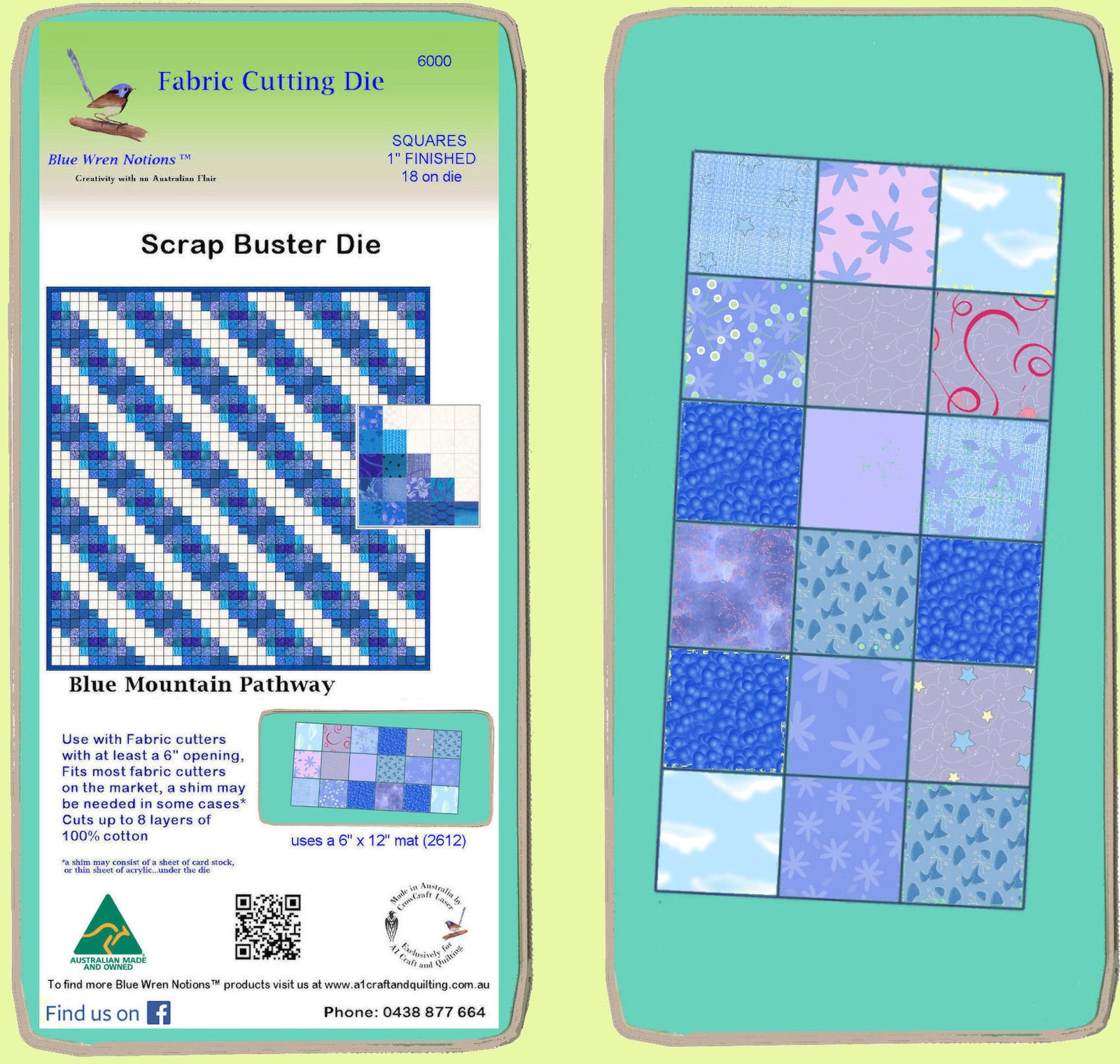 Squares 1½" cut, (1" finished), Multi x 18 - 6000 - includes cutting mat