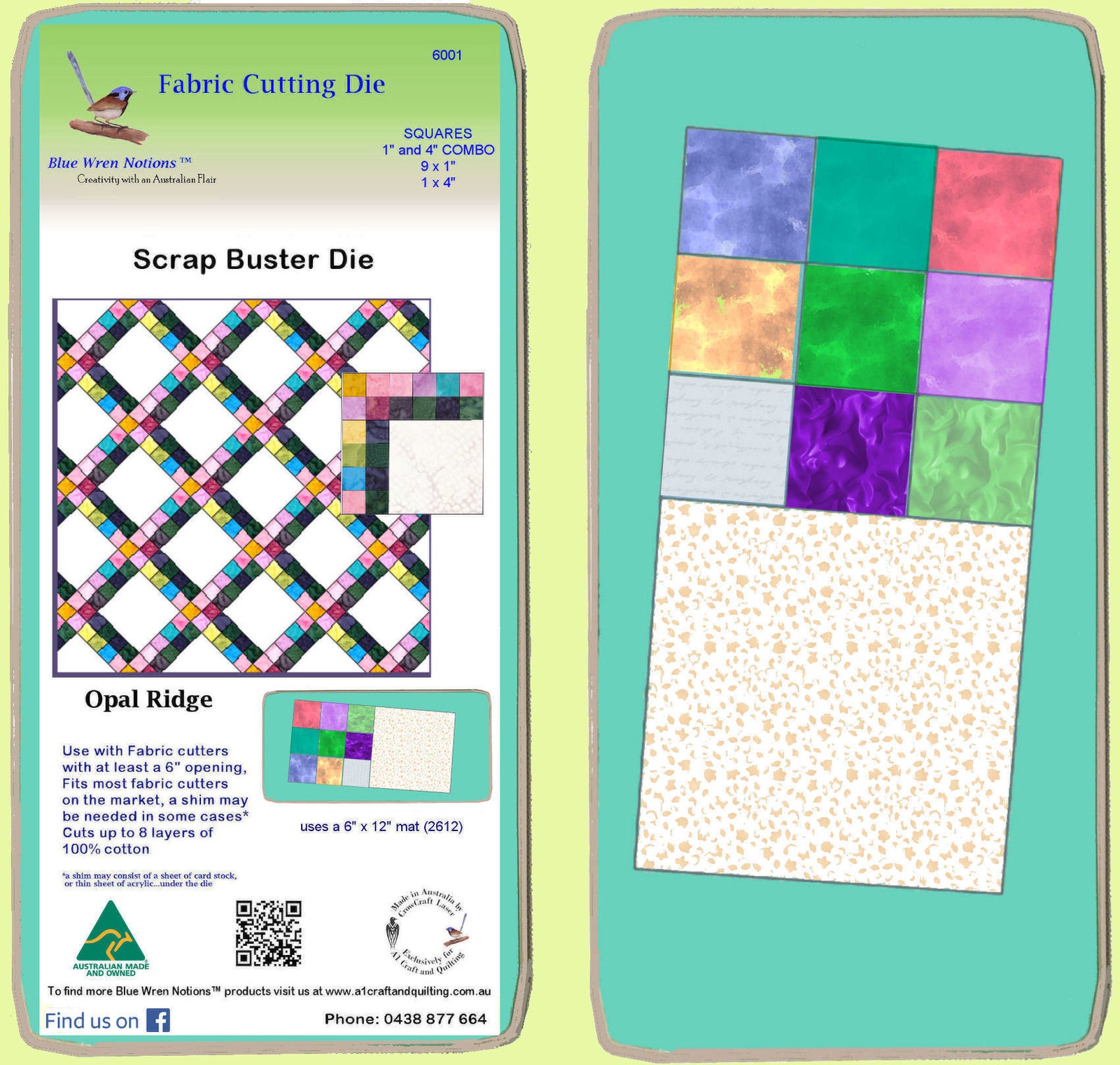 Squares 4½ cut (4" finished) with nine 1½" cut (1" finished squares Combo - 6001 - Includes cutting mat 2612