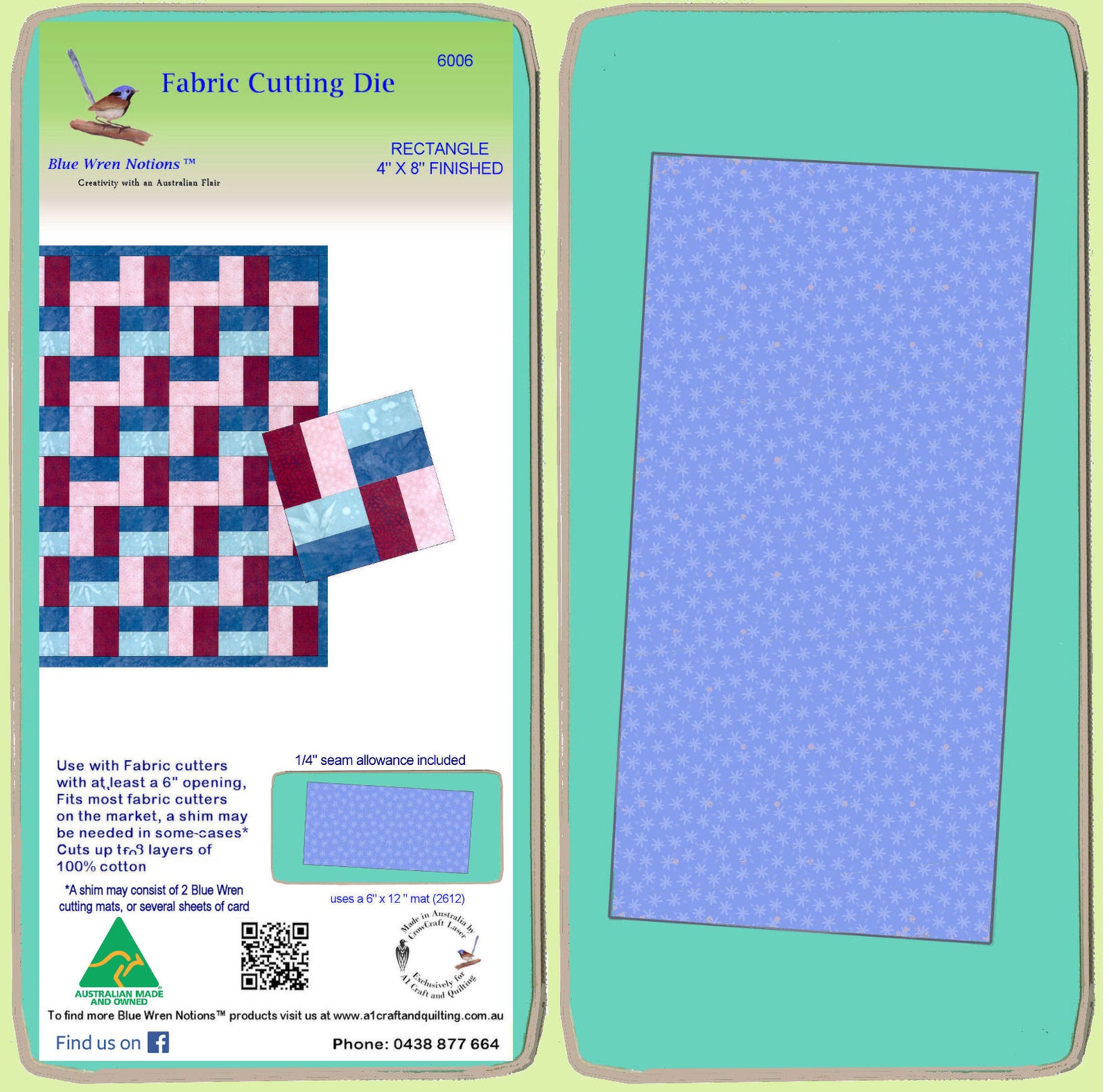 Rectangle 4½" x 8½" cut (4" x 8" finished) - 6006 - includes cutting mat