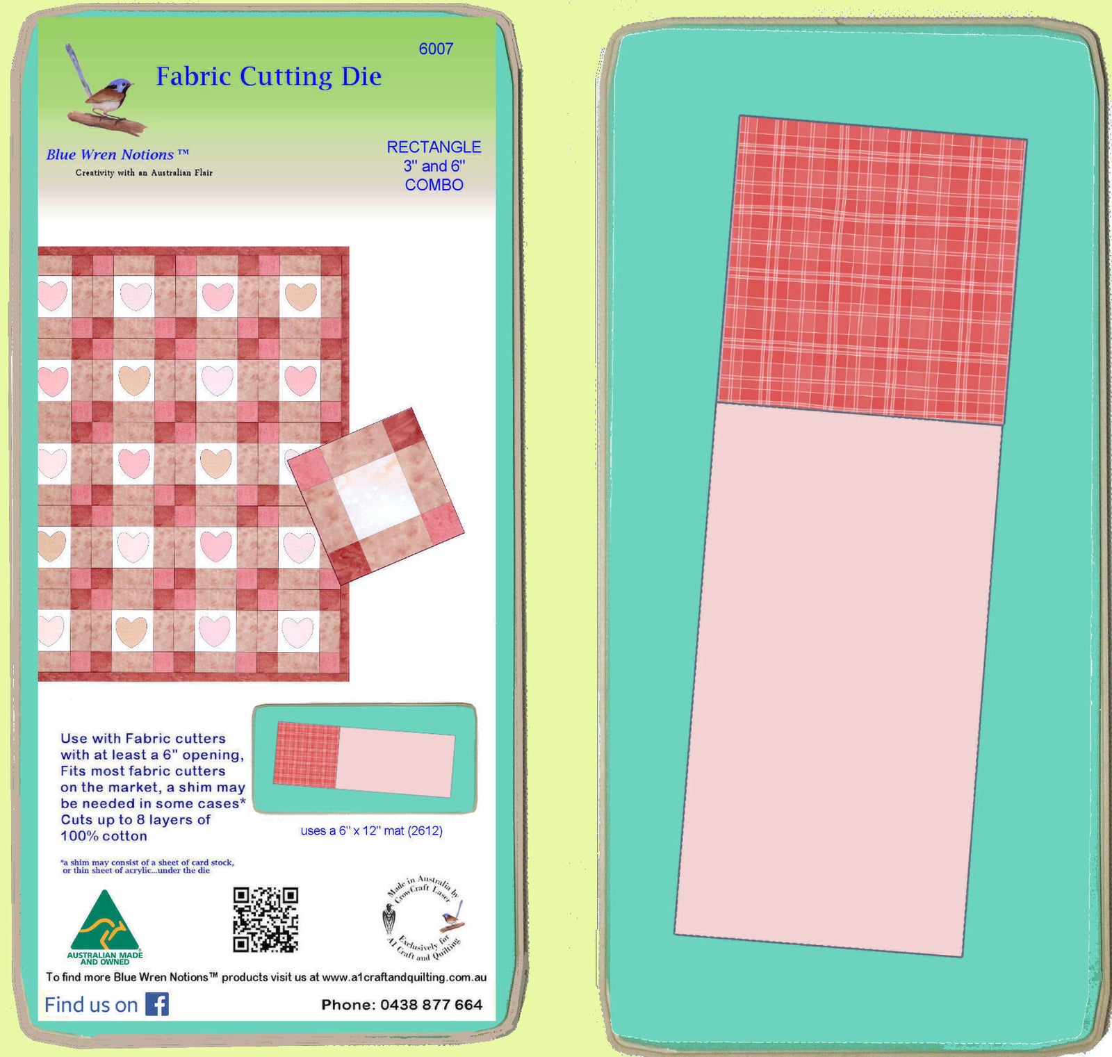 Rectangle 3½" x 6½" cut (3" x 6" finished) and Square 3½" x 3½" cut (3" x 3" finished)  Combo -  6007 - includes cutting mat