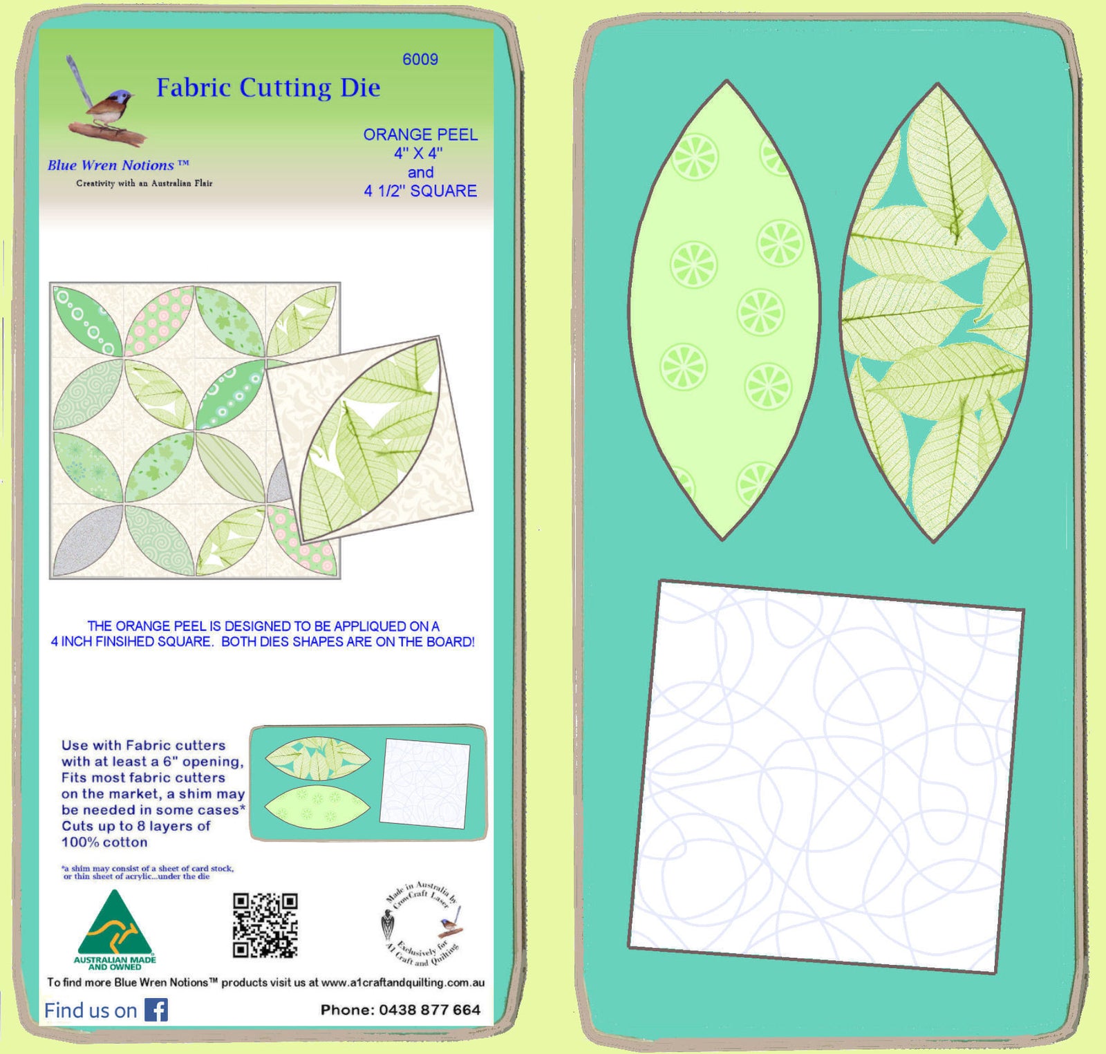 Orange Peel 4" x 2 and 4" finished square Combo - 6009 - includes cutting mat