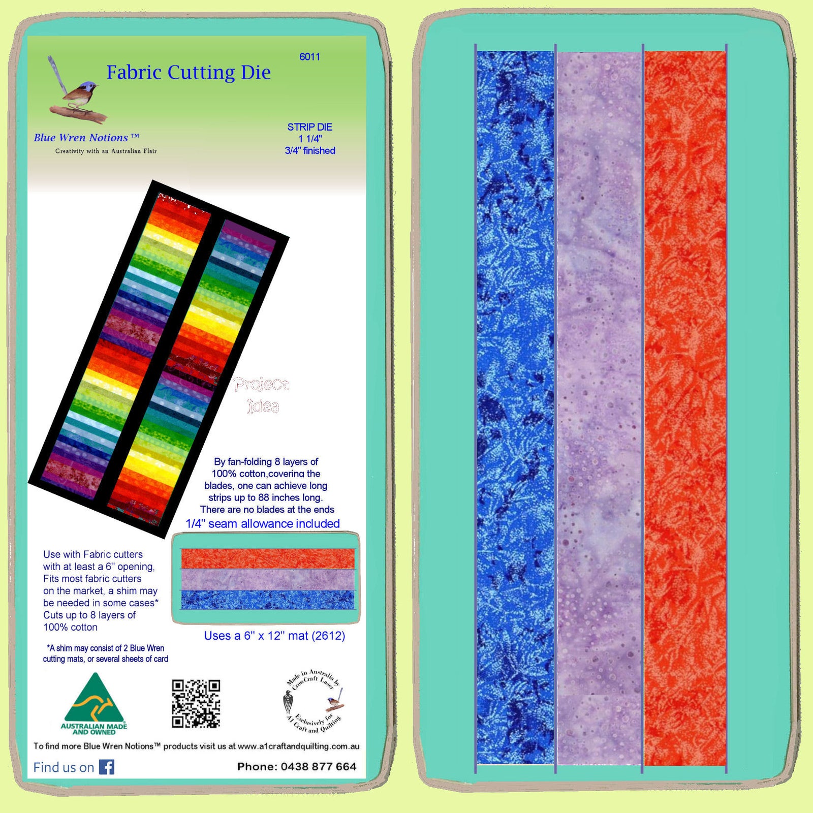 Strip Die 1 1/4" (3/4" finished)  Multi x 3 - 6011 - mat included