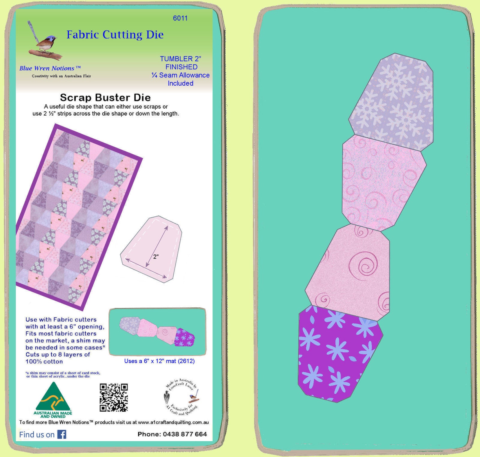 Tumbler 2" finished, Multi x 4 - 6012 - includes cutting mat