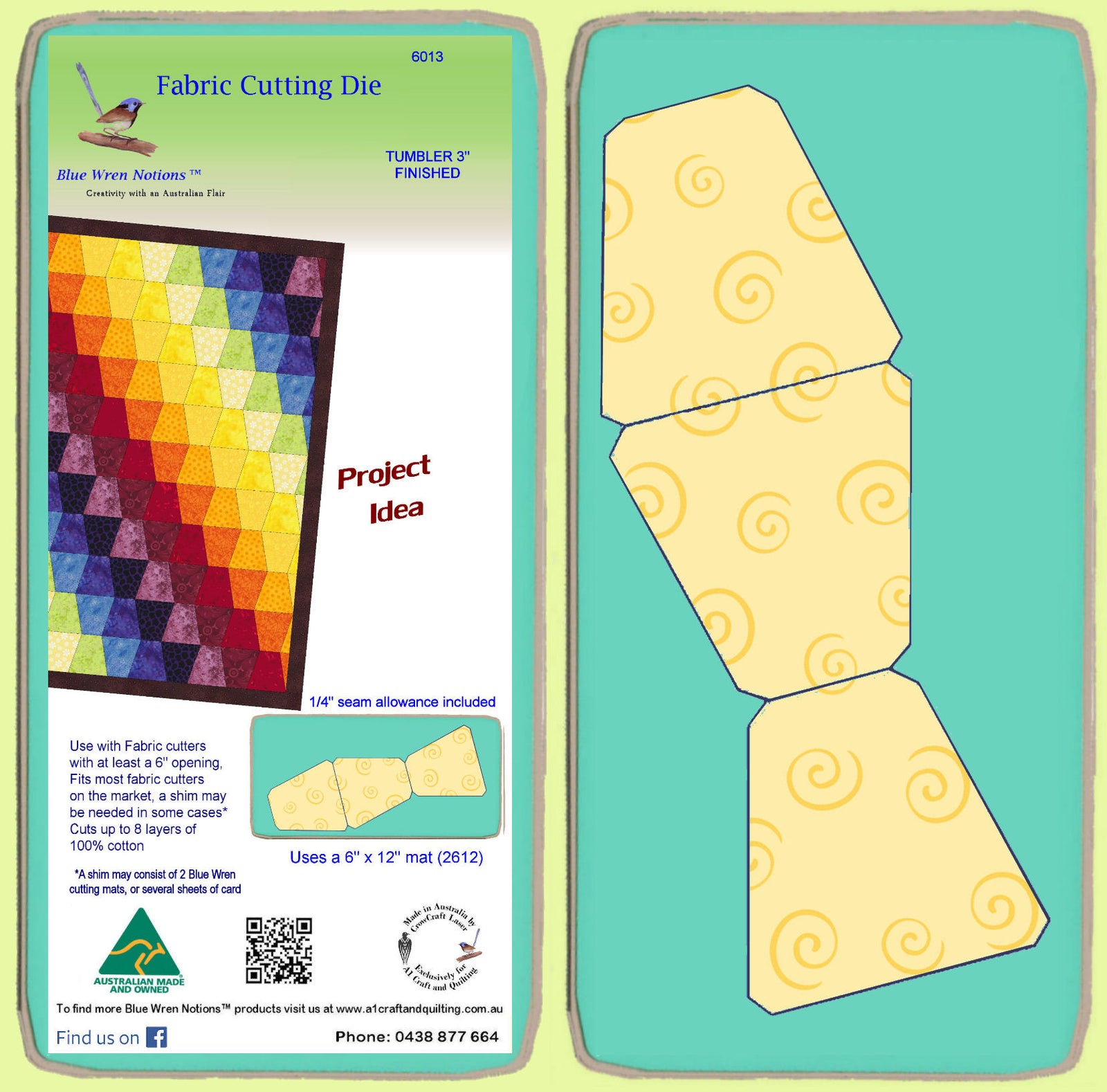 Tumbler 3" finished, Multi x 3 - 6013 - includes cutting mat