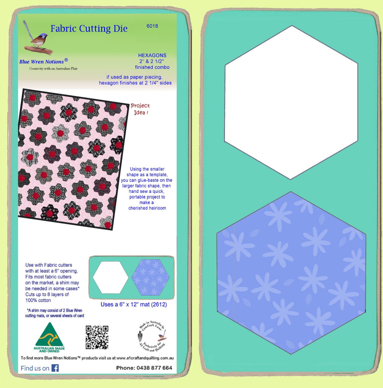 Hexagons 2" & 2 1/2" Sides finished combo - 6018 with mat