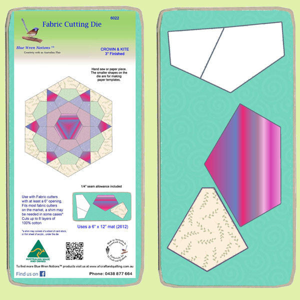 Crown and Kite, EPP, 6022, Fabric and paper Cutting on one die.