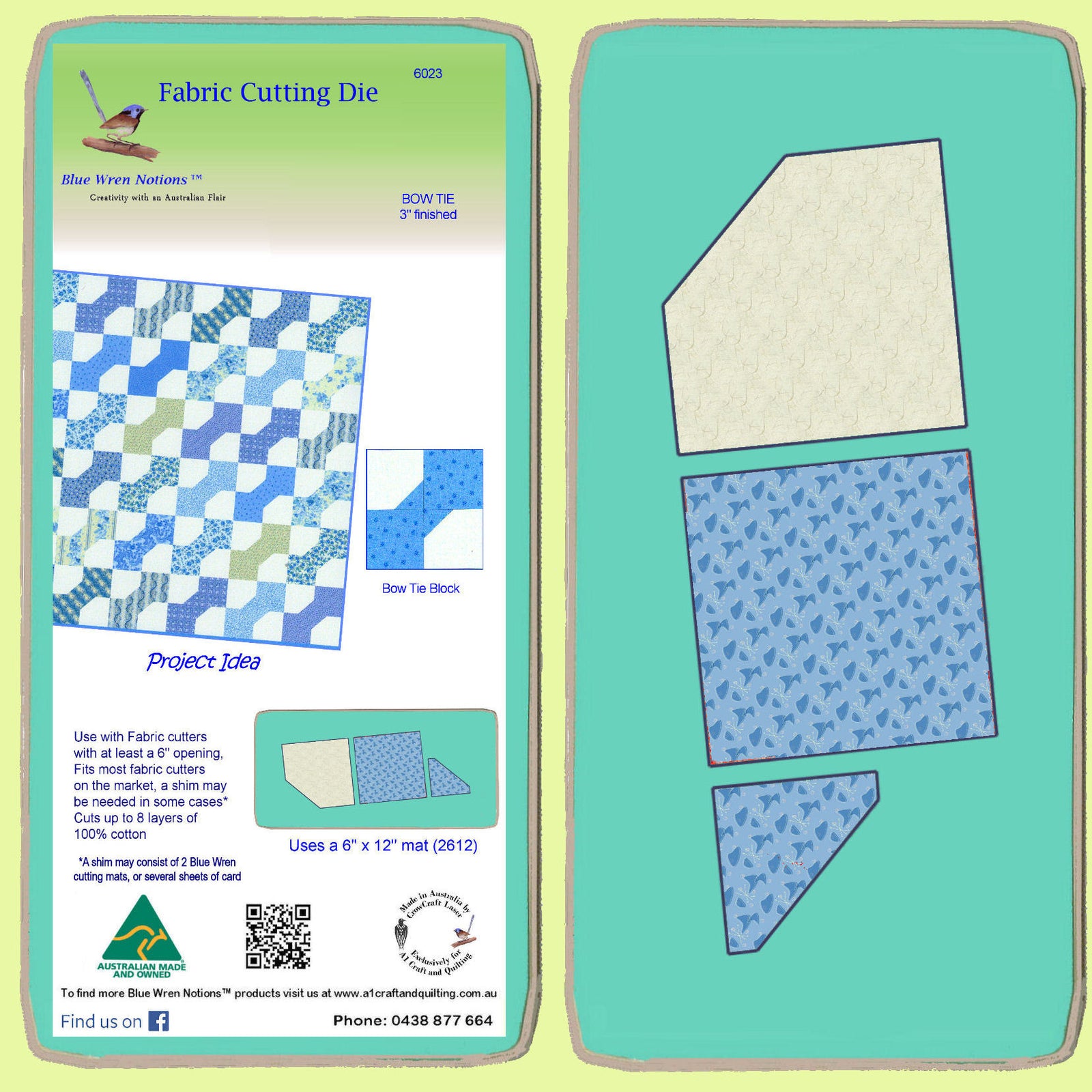 Bow Tie - 6" finished block - 6023  -  Mat included