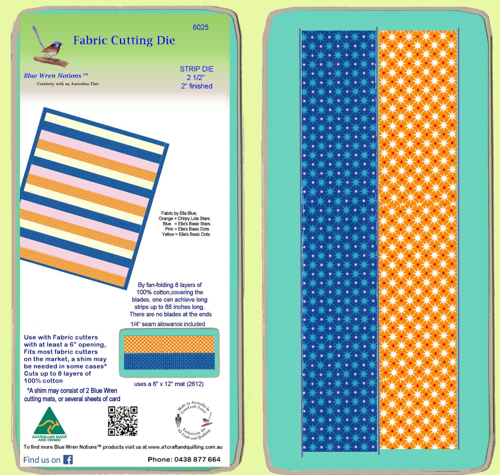 Strip Die 2 1/2", 2" finished (2 on die) - 6025