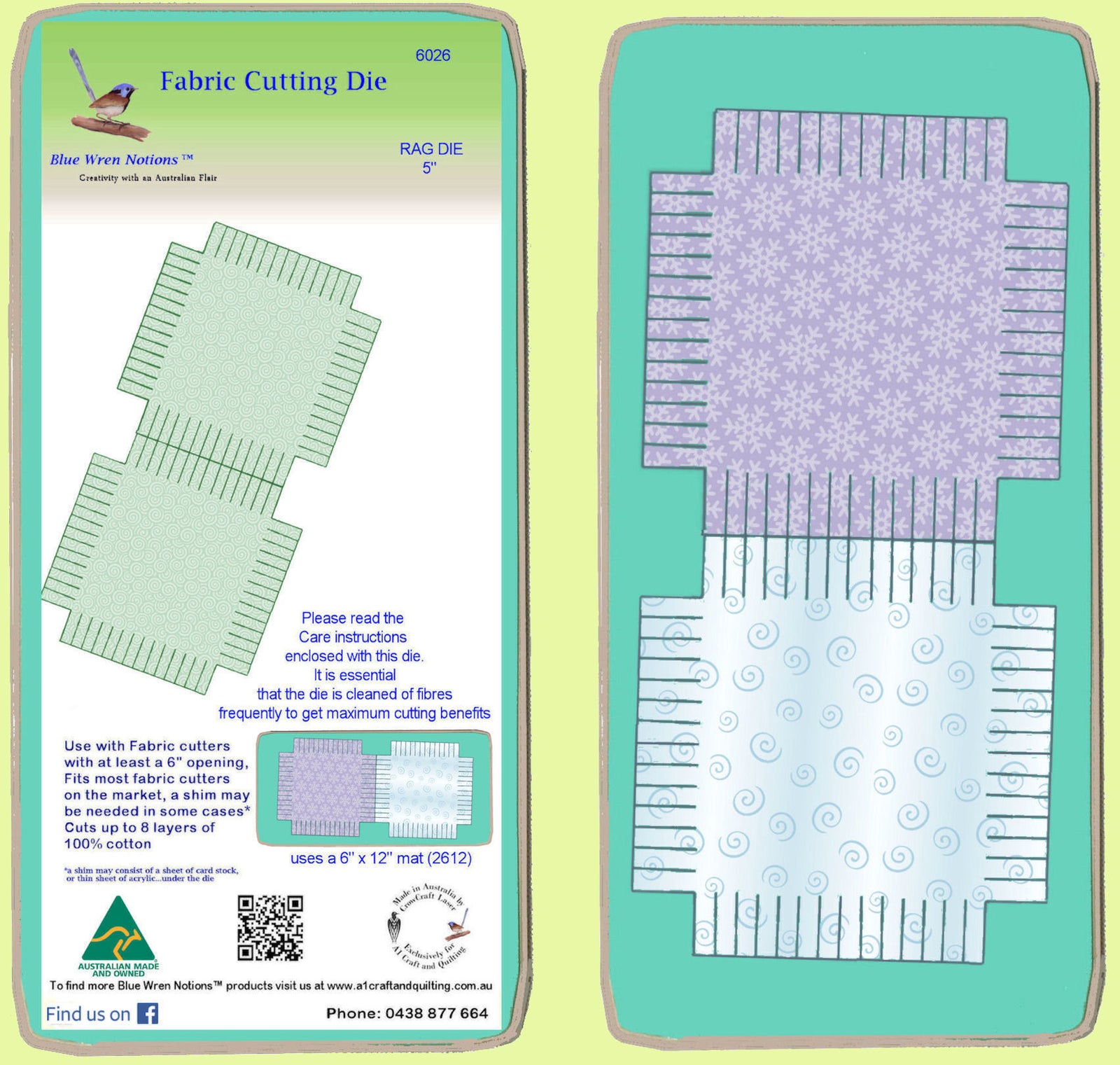 Rag Die Square 5", Multi x 2 - 6026 - includes cutting mat
