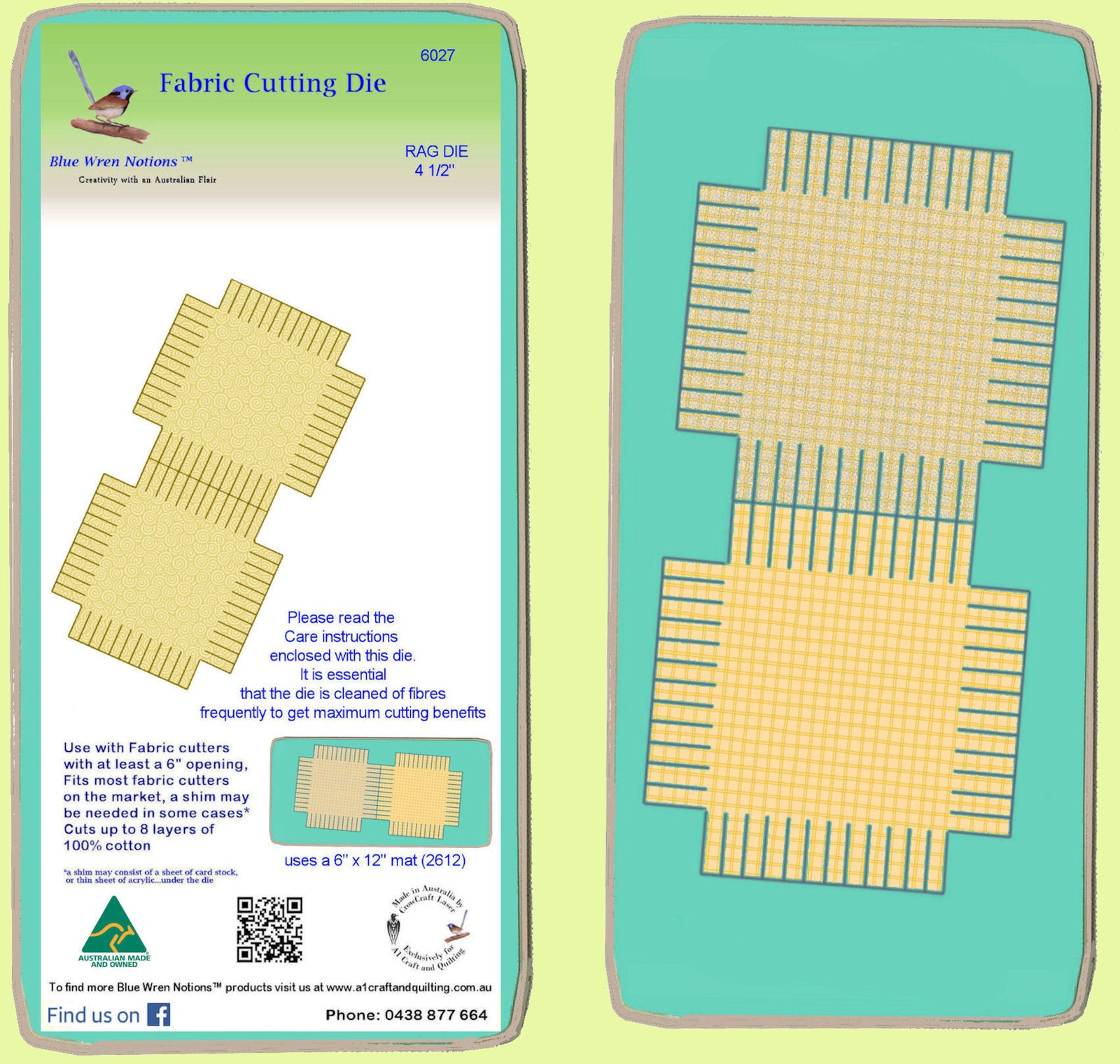Rag Die, 4 1/2" - Multi x 2 - 6027 - includes cutting mat