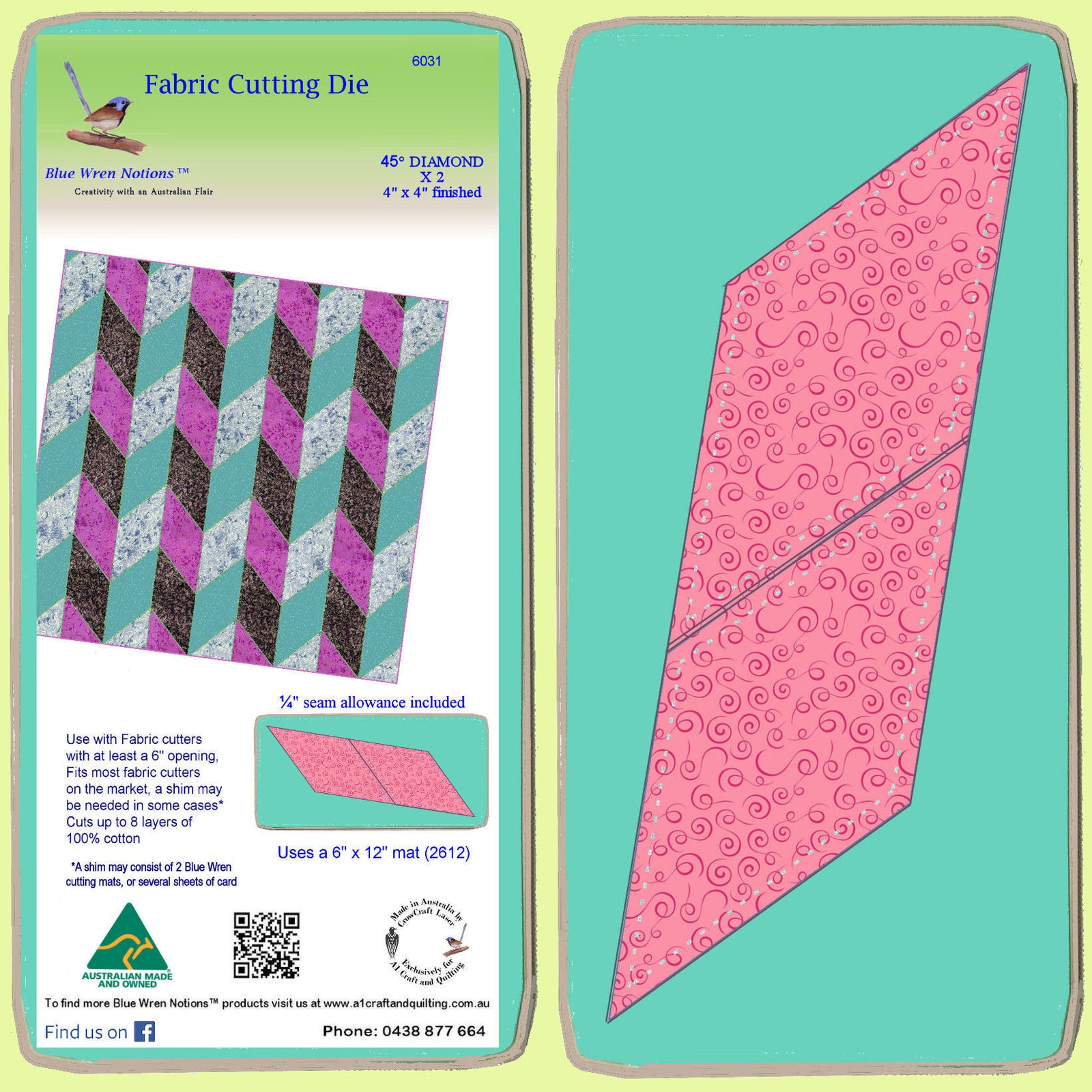 Diamond 45° x 2 - 4" x 4" finished - 6031- mat included